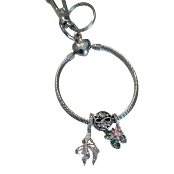 Gnoce Silver Stainless Steel Versatile Charm Holder Purse Key Chain Belt Loop - Picture 10 of 13